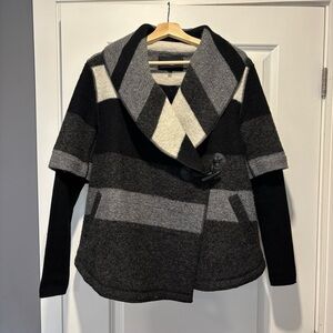 Line Blossom Wool Blend Jacket, Black Grey, Size Small, Classic Quiet Luxury